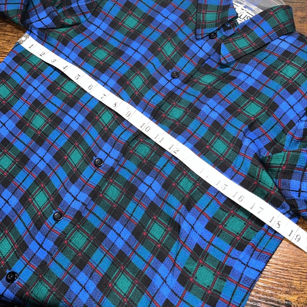 Vintage Silk Plaid Blouse with shoulder pads - Picture 6 of 6
